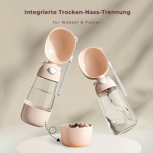 2-in-1 Trinkflasche & Futterspender für Hunde